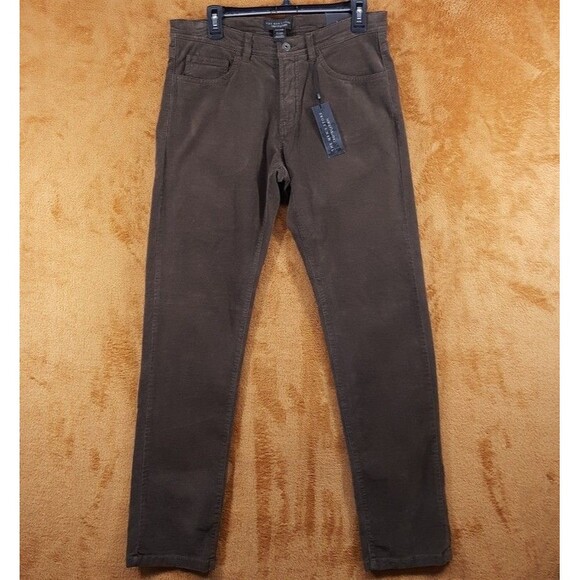 BLOOMINGDALES Jeans Mens 34x30 Brown Corduroy Slim Leg Tailored Pants - Picture 1 of 4